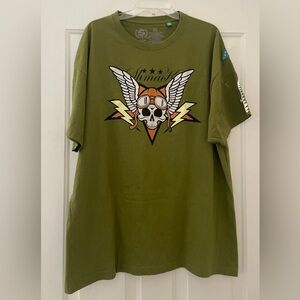 Shmack "Skull Death from Above" Mens Size 3XL Green Short Sleeve Y2k T-Shirt **